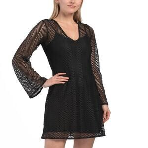 French Connection Chic Black Chevron Dress Goth Whimsygoth Witch Witchy